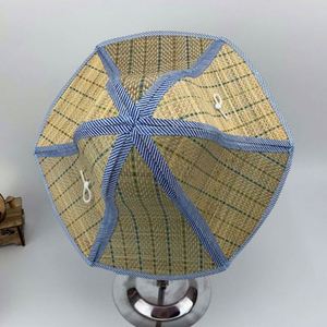 Farmer <b>Straw</b> <b>Hat</b> Hot Sell Foldable Folding OEM Unisex Adults Plain Round Ribbon & With Rope Party <b>Hats</b> - Product Image 2