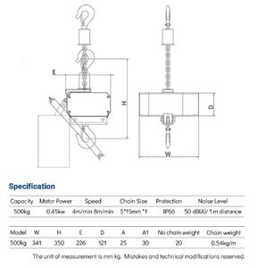डी + 500 किलोग्राम उठाने वाली इलेक्ट्रिक चेन होस्ट रस क्लच वाटरप्रूफ डबल ब्रेक जी 80 चेन dj बार - Product Image 6