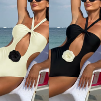 Bodysuit Bandage Wit Badmode Eendelig Badpak Rugloos Strandpak Zwart Bikini Sexy Vrouw Strandkleding