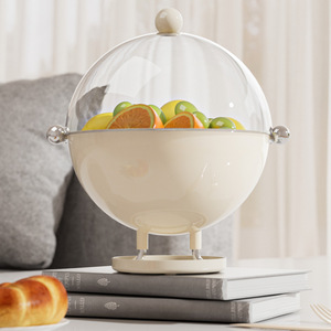 Fruit Plate With Lid Round Solid Color For Party Snack Storage Food Container - Product Image 2