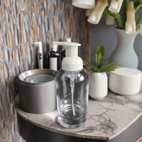 250ml 350ml bouteille de pompe moussante en verre de luxe avec logo personnalisé bouchon à vis vide en mousse nettoyante pour le visage pour les soins de la peau savon liquide