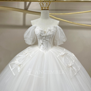 JFH100 Vestido de Novia Elegante con Escote Corazón, Hombros Descubiertos, Tela de Tul, Estilo Princesa - Product Image 5