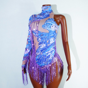 Body con Stampa Galassia e Nebulosa, Viola con Frange, Costume da Regina del Zodiaco Celeste, Leotard da Festival <span class=keywords><strong>per</strong></span> Ballerine - Product Image 3