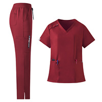 Ensemble d'uniformes de travail respirants en maille pour médecins, infirmières, salons de beauté, spas, avec blouses à col en V et pantalons de travail (jogging)