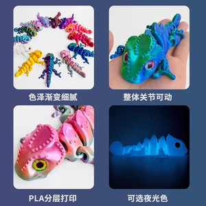 3D Printed Articulated Chameleon Fidget Toy <b>PLA</b> Colorful Animal Model Desktop Decor Gift - Product Image 4