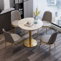 Ensemble de chaises de salle à manger de luxe modernes, 1 table et 4 chaises pour négociations au bureau ou réceptions, petite table pour salon ou balcon