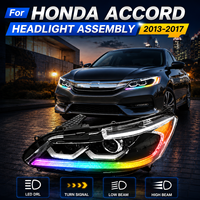 Phares avant pour Honda Accord 9e/9,5e génération, ensemble de phares avant avec commande RGB via application, années 2013 à 2017