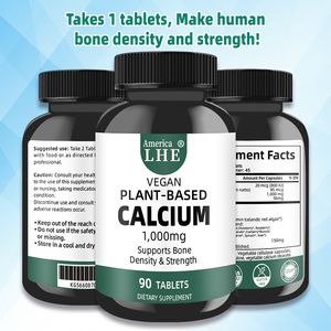 Fabricant en gros de suppléments de calcium végétal végétaliens avec algues rouges islandaises, soutien vitaminique pour les os, 90 comprimés de calcium - Product Image 3