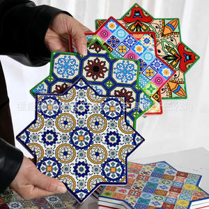 Sous-verre en céramique octogonal de Quanzhou, motif Mandala, isolant thermique, décoration de cuisine, support pour tasse à café, forme irrégulière D1808 - Product Image 3