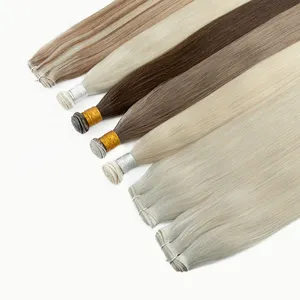 Invisible Sewn Weft 20 22 24 26 28 Inches Double Drawn Blonde Remy Flat Weft Hair Extensions