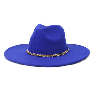 หมวกเฟโดราหนังกลับหลากสี <span class=keywords><strong>SU24</strong></span> ปีกกว้างแบน ตกแต่งด้วยโซ่โลหะสีกากี สำหรับงานปาร์ตี้และการเดินทาง - Product Image 6