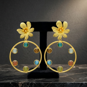 NOUVELLE ARRIVÉE Boucles d'oreilles pendantes géométriques plaquées or 18 carats pour filles et femmes, longueur 50 mm - Product Image 3