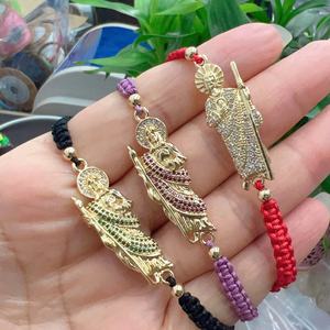 Bracelet tressé en or plaqué à la main, bonne chance, vierge marie, Bracelet en zircone cubique, Bracelets en corde San <span class=keywords><strong>Judas</strong></span> - Product Image 2