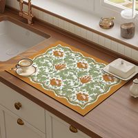 Tablette-tapis à café absorbant à dos en caoutchouc, tapis de séchage pour comptoir de cuisine-accessoires de Bar à café