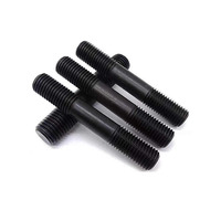 Ashlity Industrial Grade 10.9 12.9 for Thread Double Threaded Round Head Stud Bar Bolts Black Zinc Steel 6mm Length