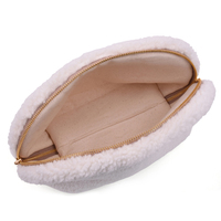 Pochette de maquillage en polaire Teddy, organiseur de voyage cosmétique avec fermeture éclair, étui de toilette, étiquette privée, couleur personnalisée