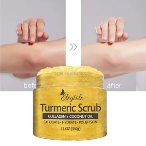 Private Label Organic Turmeric Skincare Brightening Exfoliating Smooth Soften Turmeric Sea Salt Face Body Scrub