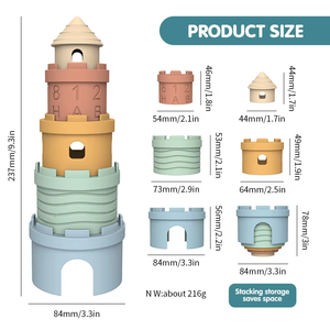 Juguetes <span class=keywords><strong>de</strong></span> Silicona Apilables para Bebés, Castillos, Bloques <span class=keywords><strong>de</strong></span> Construcción, Mordedores, Juguetes Sensoriales Montessori Educativos para Niños - Product Image 6