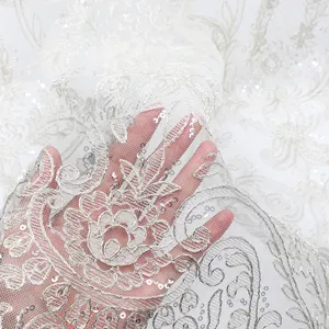 CYG new collection Embroidery Lace fabric Clear line Luxury wedding fabric lace trimming for clothes