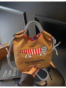 Nouveau Sac Fourre-tout en Toile Imprimé Lettres <span class=keywords><strong>Lisa</strong></span> Larson 2025 pour Femme, Sac Portable à Dessin Animé Mignon à Ouverture Supérieure, Plusieurs Couleurs, Capacité 1L - Product Image 3