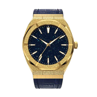 Montre à quartz pour hommes givrée logo personnalisé or rose 5ATM étanche style PR avec cadran anti-poussière étoile