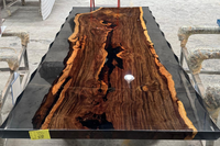 Ensemble de table à manger moderne en résine époxy personnalisable avec pieds en bois massif et en métal pour l'école, l'hôtel, la maison ou l'entrepôt