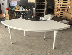 Bàn Tiệc Cưới Nửa Mặt Trăng Bằng Kính Cường Lực Bằng Thép Không Gỉ Bàn Tiệc Tròn Mặt Trăng Cho Thuê Sự Kiện Đám Cưới - Product Image 5