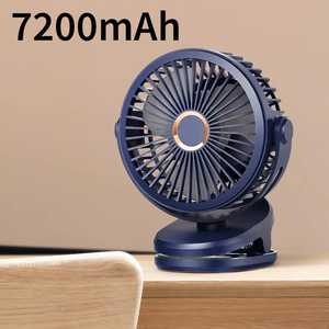 Ventilateur à clipser 7200 mAh, rechargeable par USB, fonctionne sur batterie, ventilateur de table/bureau portable, mini ventilateur personnel pour le bureau, l'extérieur et le camping - Product Image 1