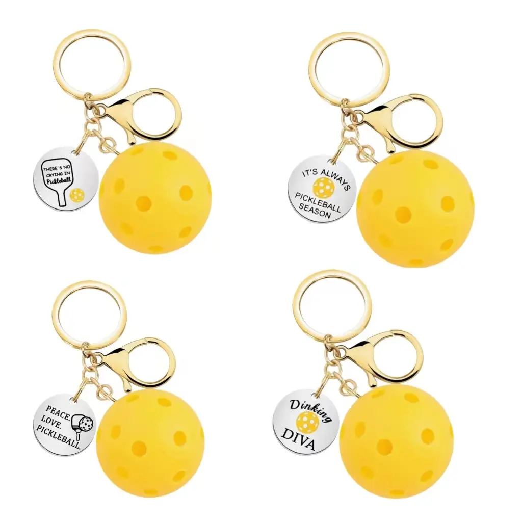 Pickleball Paddle Keychain Luggage Tags Sports Bag Pendant Gift Key chains fitness Keyring 3D PVC pickleball balls keychain Bulk