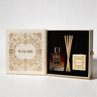 Coffret Cadeau Bouteille Vide pour Diffuseur de Roseaux Aromathérapie 100ml Verre Ambré Dégradé avec Bouchon Argenté