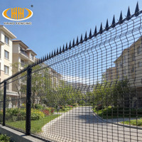 Panel Pagar Kawat Berduri Anti Panjat Berlapis PVC Galvanis dan Diperkeras Panas, Tinggi 8ft, untuk Keamanan Perimeter