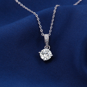 Collar con Colgante de Moissanita MicroPave <span class=keywords><strong>EColor</strong></span>, Cadena de Plata de Ley 925 con Eslabones en O, Estilo Europeo-Americano, Forma Geométrica, Fino - Product Image 1
