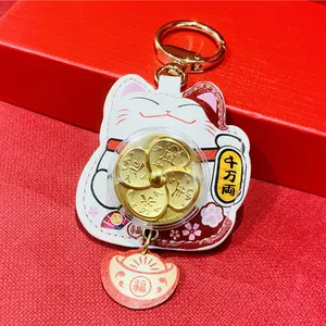 Maneki Neko Lucky Cat portachiavi ciondolo foglia d'oro ciondolo regalo
