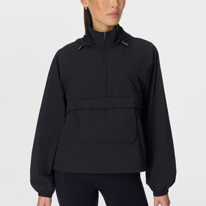 <strong>Women</strong> Half Zip Hooded Windbreaker <strong>Packaway</strong> <strong>Jacket</strong> Lightweight Anorak Running Hiking Workout Daily Outdoor Casual Wear - Product Image 1