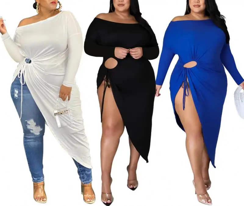 Hot Selling Plus Size Dames Sexy Uitgeholde Onregelmatige Losse Jurk Casual Jurken