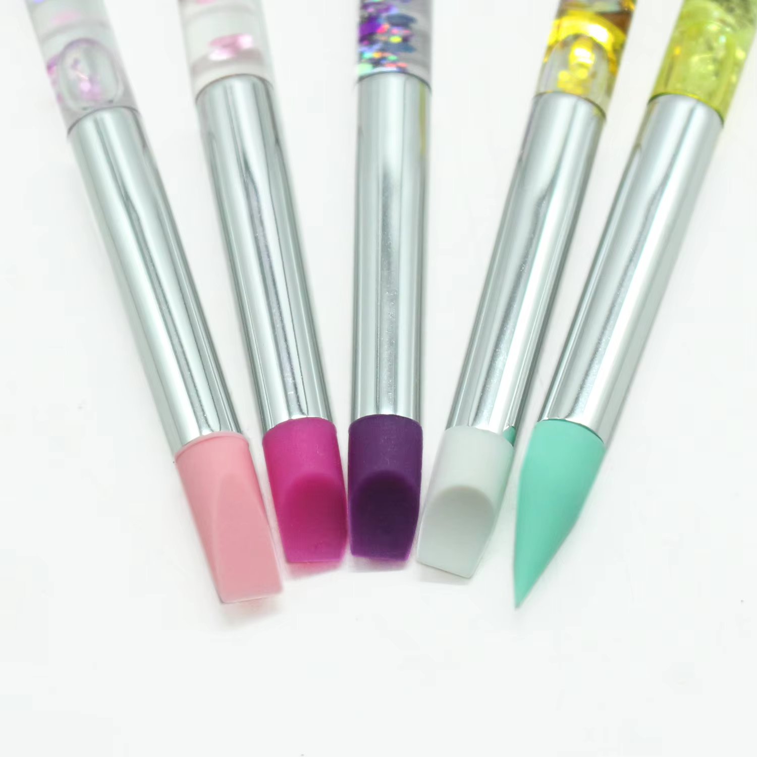 nail art brush tool silicone pen quartz spoon cuticle pusher nail cuticle pusher ceramic cap stone