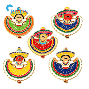 Imán para Refrigerador, Pin de Solapa, Broche y Pin Esmaltado Personalizados con Diseño de Calavera Mexicana y Bandera de México para Fiesta del Cinco de Mayo - Product Image 4