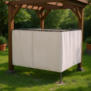 Set di 4 Pannelli Laterali Universali Beige per Gazebo con Ganci e Anelli a C per Pergole e Arredamento da Esterno - Product Image 2