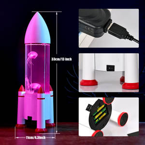 Nieuw Tafelweergave <span class=keywords><strong>Aquarium</strong></span> Gesimuleerde Jelly Fish Kids Cadeau Landschapsarchitectuur Raket Schaduw Led Levendige Kwal Lamp - Product Image 5