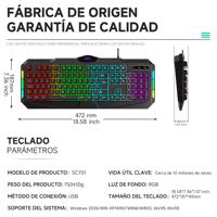 Clavier LED RGB personnalisé OEM pour ordinateur PC, clavier de jeu avec couleur réglable pour les joueurs