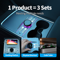 Chargeur rapide intelligent LCD avec bouton rotatif pour Tesla Model 3/Y, boutons physiques, compteur de vitesse numérique, éclairage d'ambiance et hub d'extension