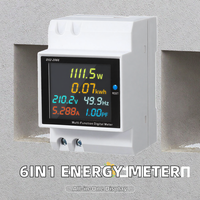 Compteur d'énergie électrique 6-en-1 sur rail DIN, moniteur de fréquence AC 40-300V 100A, mesure active KWH, facteur de puissance en plastique, affichage LED, données sur 1 an