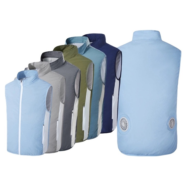 Wind Gears Outdoor Cooling Fan Jacket UV Proof Vest Coat Air Conditioner Vest Jacket Hi Vi Cooling Fan Vest for Summer Work