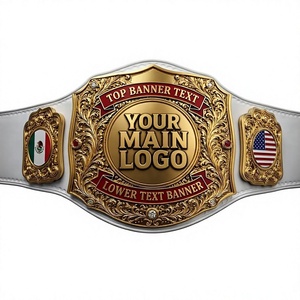 Ceinture de championnat de boxe personnalisée avec placage or et drapeaux nationaux pour les compétitions d'arts martiaux, unisexe, en PU - Product Image 1