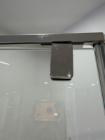 Cabine de douche d'angle en acier inoxydable argenté brillant avec diamants, porte en verre moderne pour salle de bain, idéale pour hôtel et maison