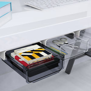 Boîte de rangement de <span class=keywords><strong>bureau</strong></span> en plastique Transparent petit organisateur de <span class=keywords><strong>bureau</strong></span> étagère suspendue anti-poussière <span class=keywords><strong>tiroir</strong></span> caché papeterie organisateur de <span class=keywords><strong>bureau</strong></span> - Product Image 1