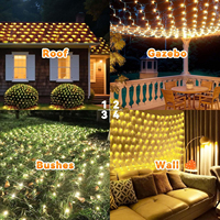 Guirlandes lumineuses LED en maille 2M*3M, 300 LED blanc chaud, DC24V basse tension, IP65, pour décoration extérieure d'arbres, arbustes et buissons, 8 modes, commande par bouton