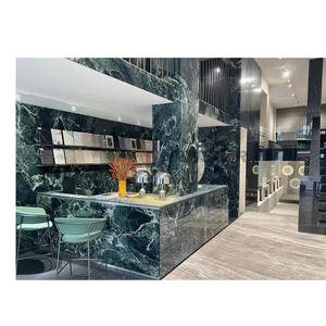 Haute qualité brillant maison salle à manger décoration luxe carreaux de marbre pavage mural personnalisé vert marbre cuisine comptoirs île - Product Image 2