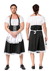 Européen Américain pour <span class=keywords><strong>Amazon</strong></span> Source Halloween Robes Décoratives Nouveau Noir Blanc Robe de Maid Butler Jeu de Rôle TV Film - Product Image 6