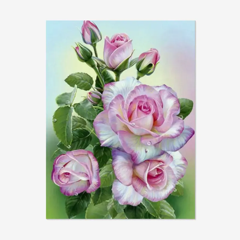 5D Diamond Painting Full Drill Art Mosaic Pink Rose Plant Flowers Embroidery Cross Stitch Kits Handmade Gift Wall Painting
